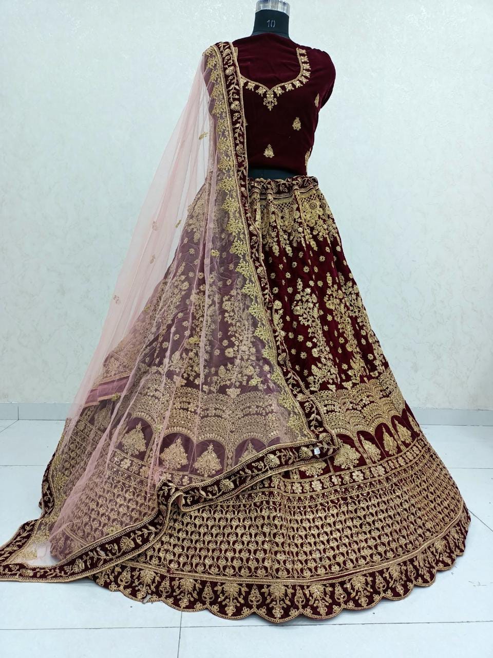 Black Net Embroidered Lehenga Choli 2724LG04