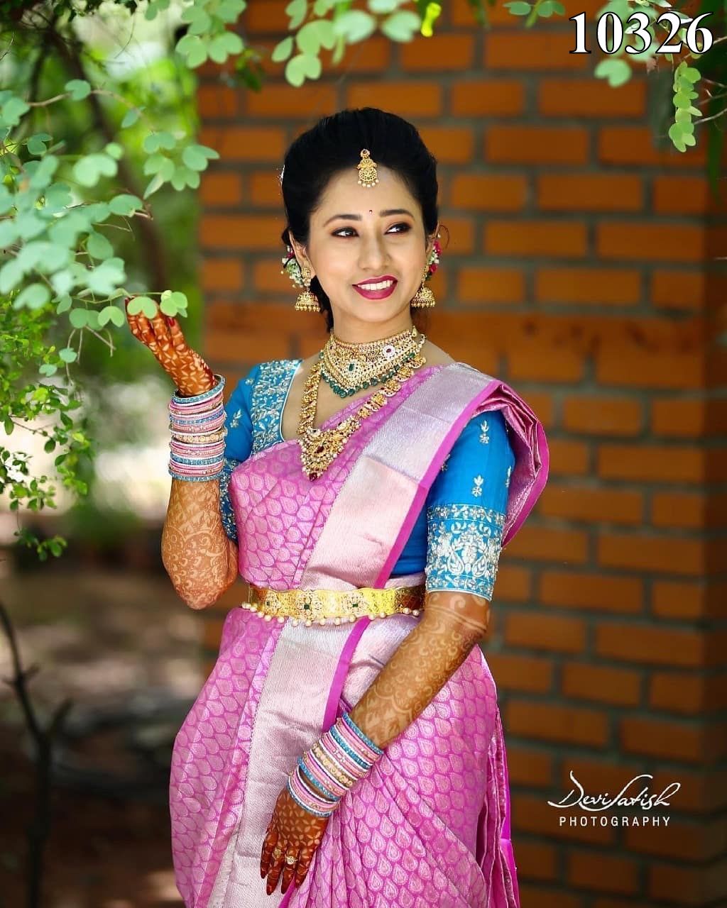 Hot Pink Embroidered Choli With Silver Saree