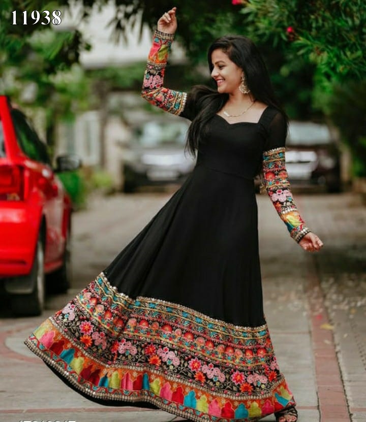 Black Colour Gown – Just Salwars