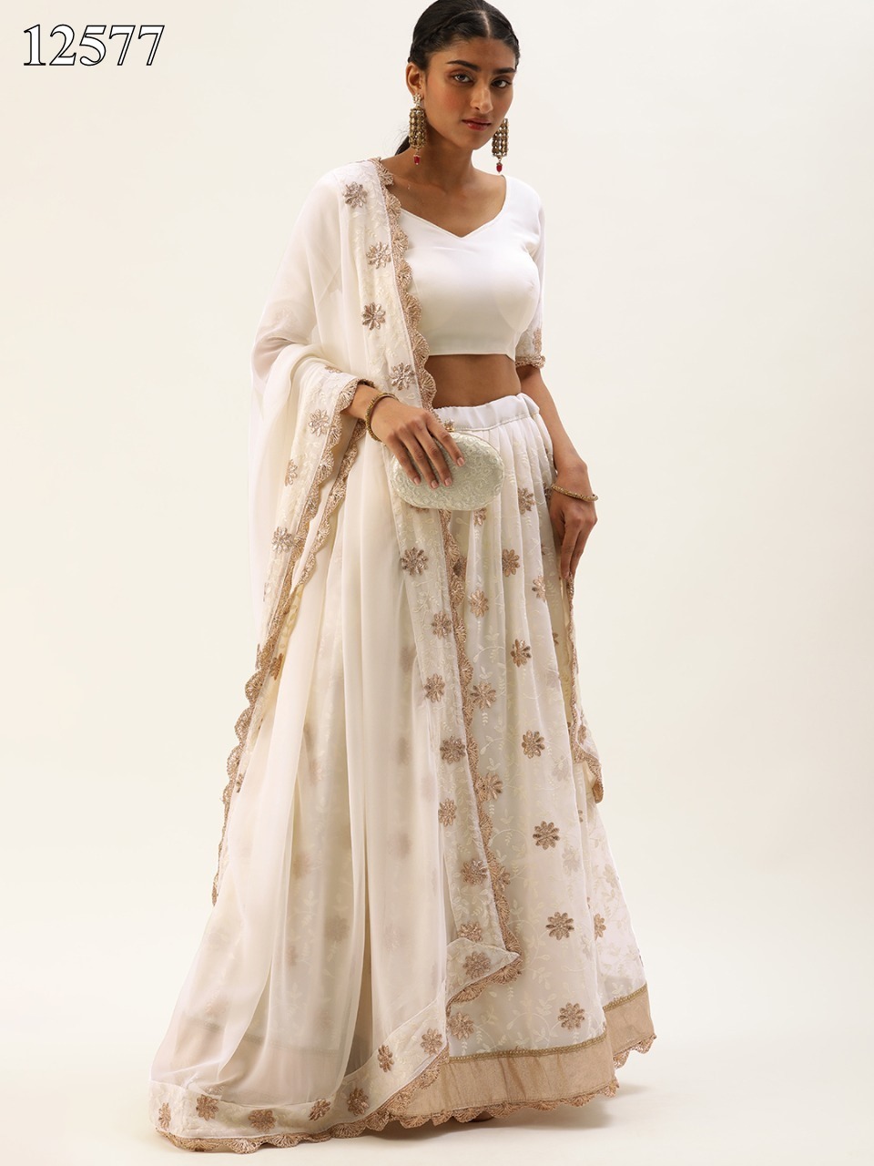 Wedding Wear Embroidery New Designer White Lehenga Choli With Blouse at Rs  1050 in Surat