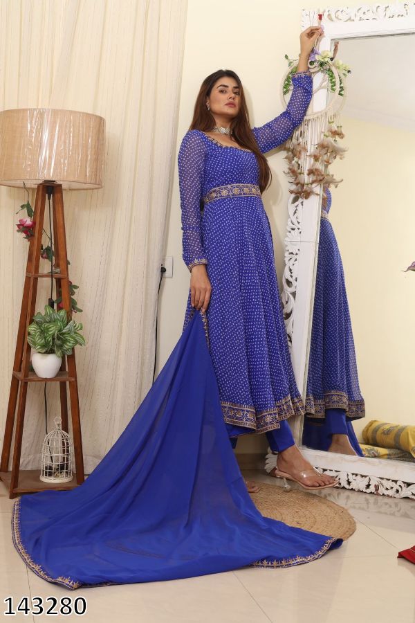 Reewaz International | Wholesaler & Exporter of indian ethnic wear  catalogs. » 143280 ROYAL BLUE ANARKALI GOWN WITH DUPATTA HIT DESIGNS