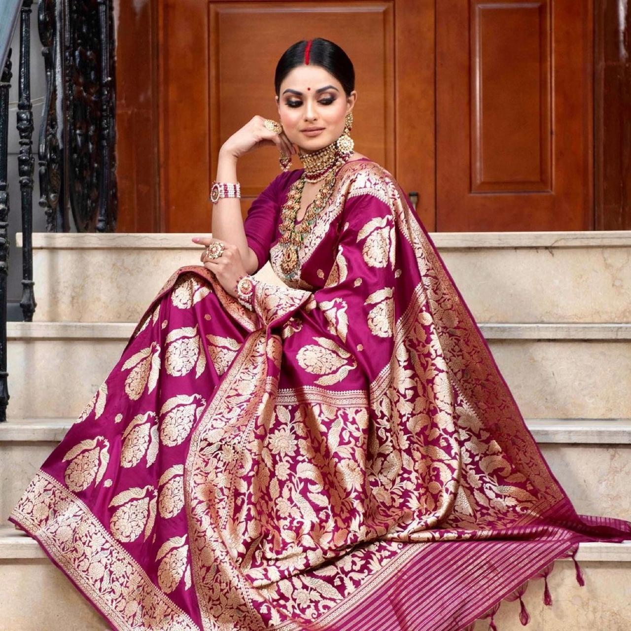 Pink Banarasi Silk Saree | Designer silk sarees, Fancy sarees party wear,  Simple saree designs
