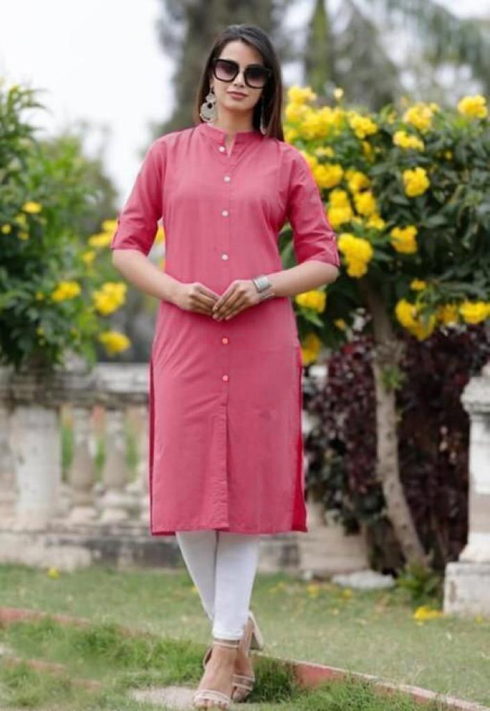 Buy Flora 34th Sleeve Solid Womens Cotton Kurti Online  Get 63 Off