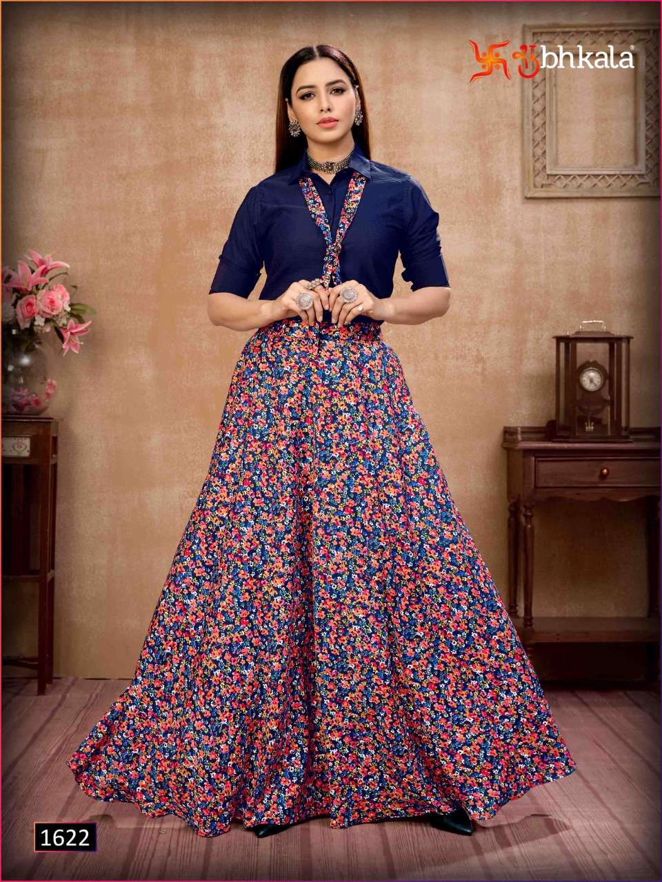 Women Designer Digital Printed Skirt Top By SHUBHKALA FRILL  FLARE VOL1  Party Wear Collection