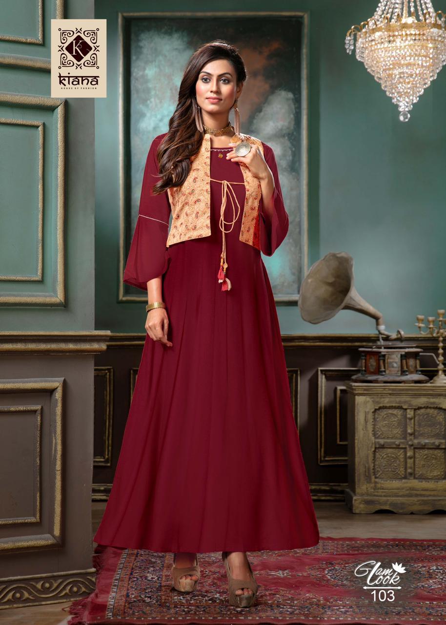 Aradhana Fashion Presents Riwaaz Rayon Long Gown Style Kurtis Cataloge  Collection
