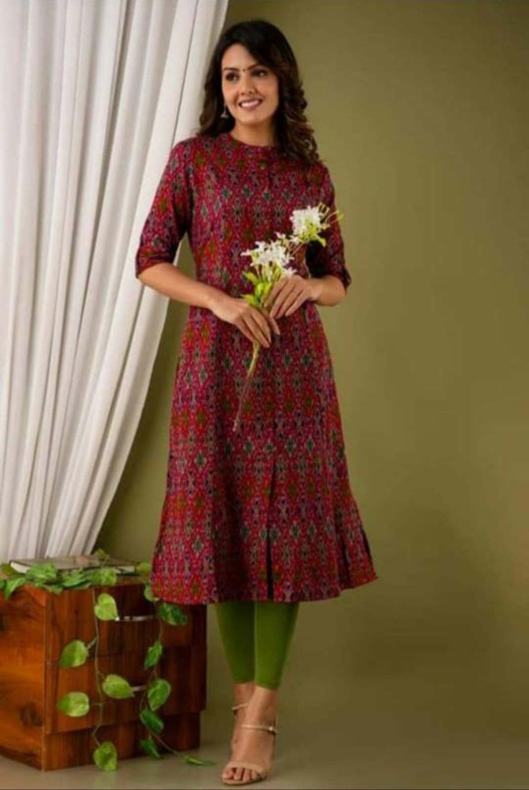 Abhishti Salwar Suits and Sets : Buy Abhishti Pink Cotton Silk Kalidar Princess  cut flared kurta And Pant (Set of 2) Online | Nykaa Fashion