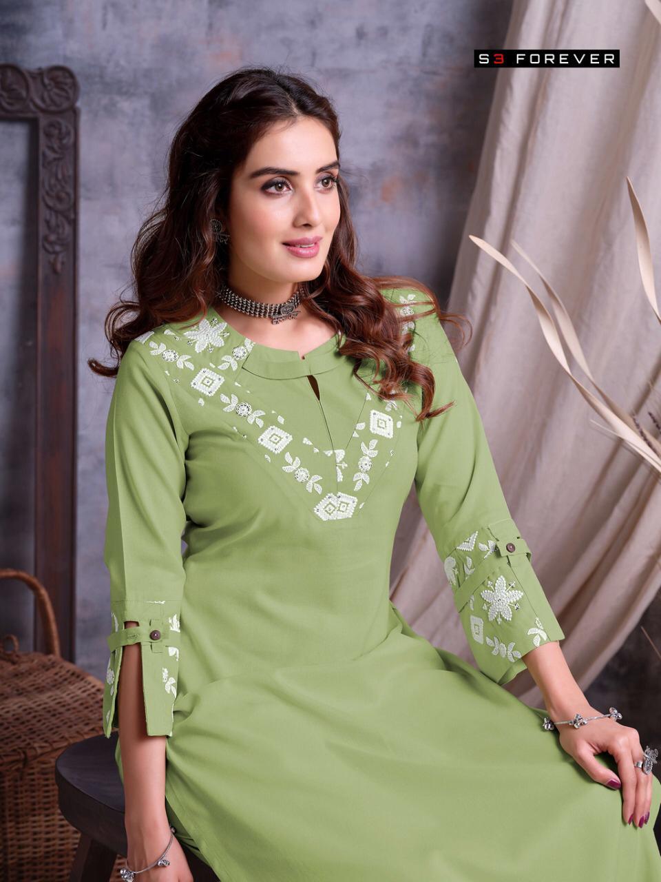 Rayon Embroidered Ladies Green Lucknowi Kurti Palazzo Set, Straight at Rs  1250 in Lucknow