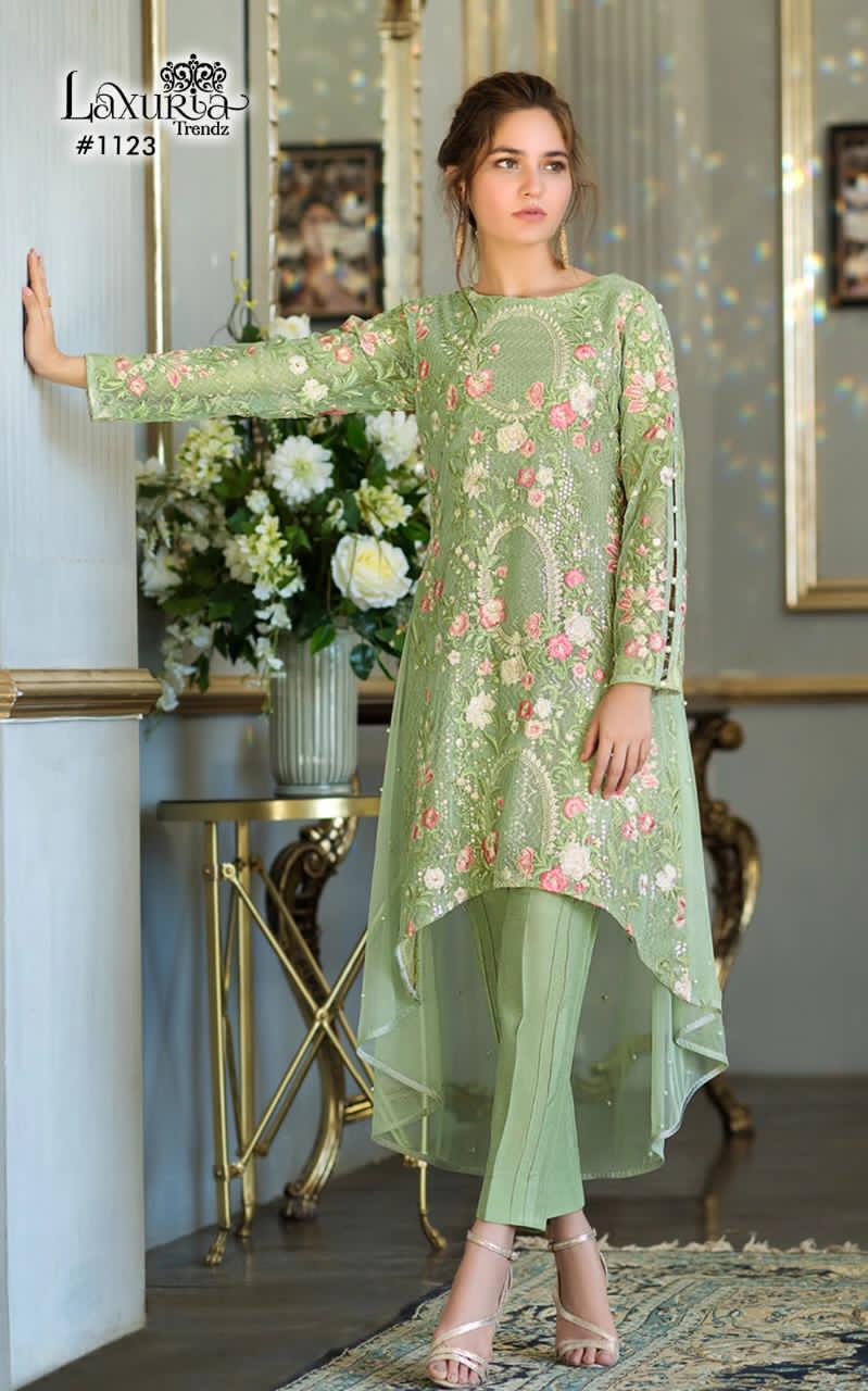 Women Indian Pakistani Kurti Kurta Stylish Chiffon With Lining Full  Embroidered Tunic Tops Ethnic Dress - Etsy