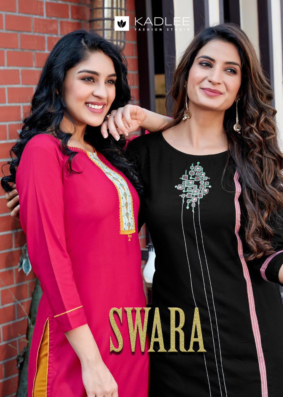 SWARA VOL 1 BY KADLEE STRAIGHT KURTI WITH POTLI PANT WHOLESALER IN SURAT -  Reewaz International | Wholesaler & Exporter of indian ethnic wear catalogs.