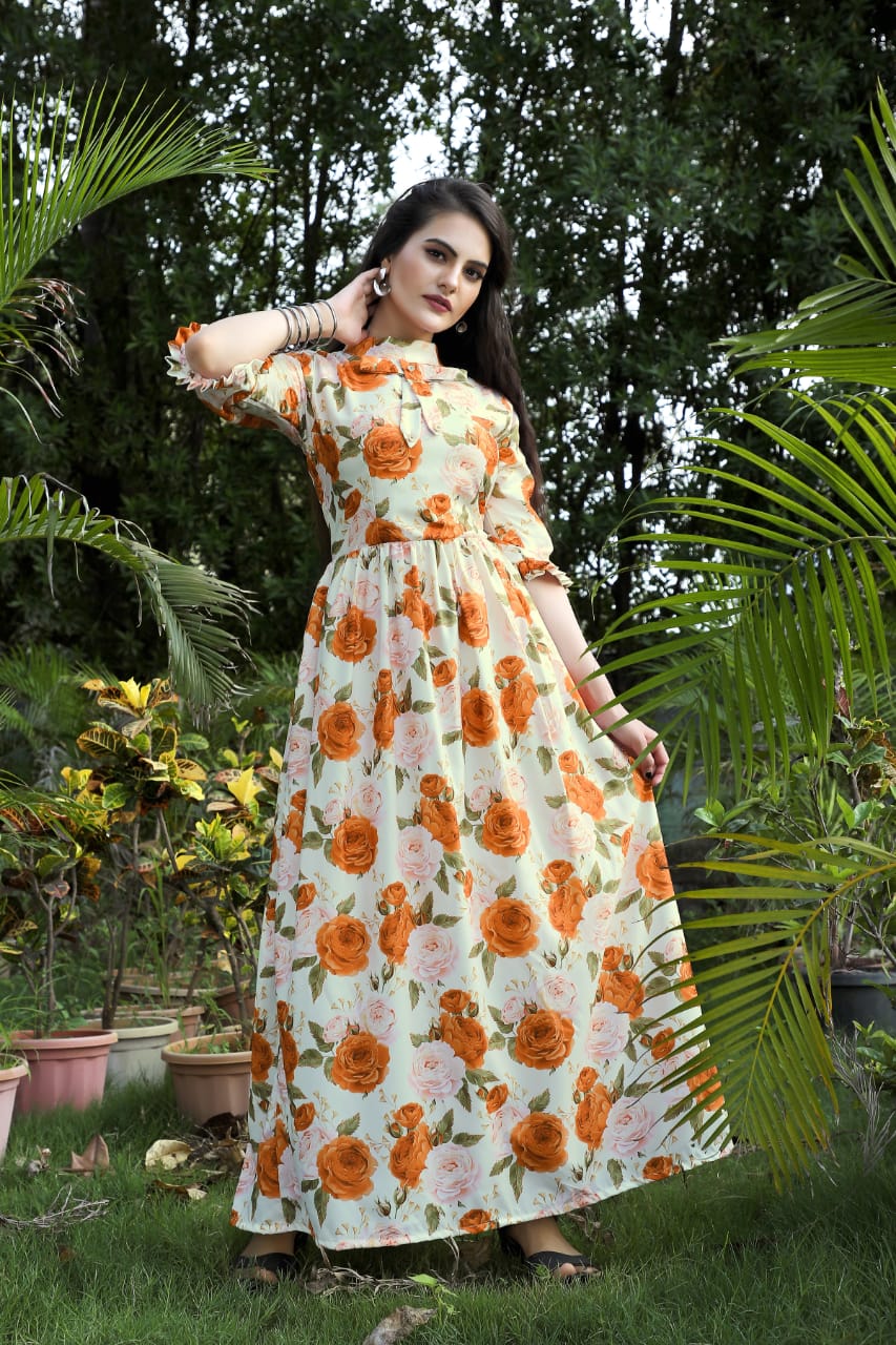 Check Design Lawn Kurti With Red Floral Pattern - House Of Calibre